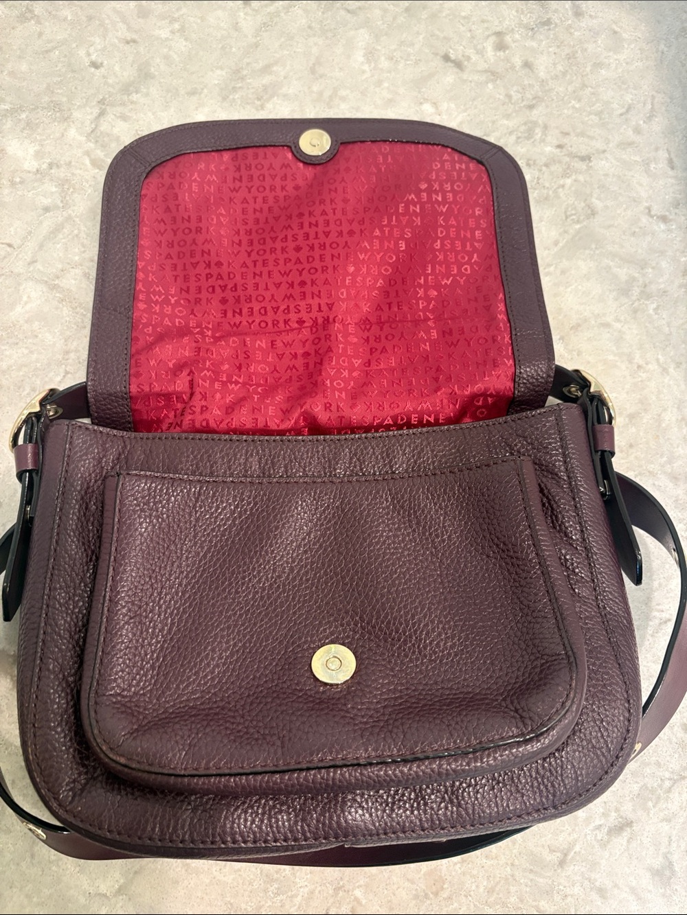 Kate Spade Leather and Suede Waterton Road Chantalle Crossbody Purse in Plum - Picture 3 of 7